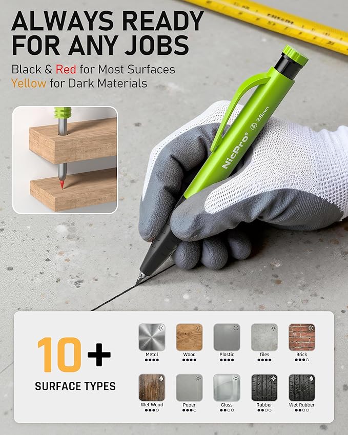 Nicpro 6 Pack Upgraded 3-IN-1 Carpenter Pencil Set - Image 2