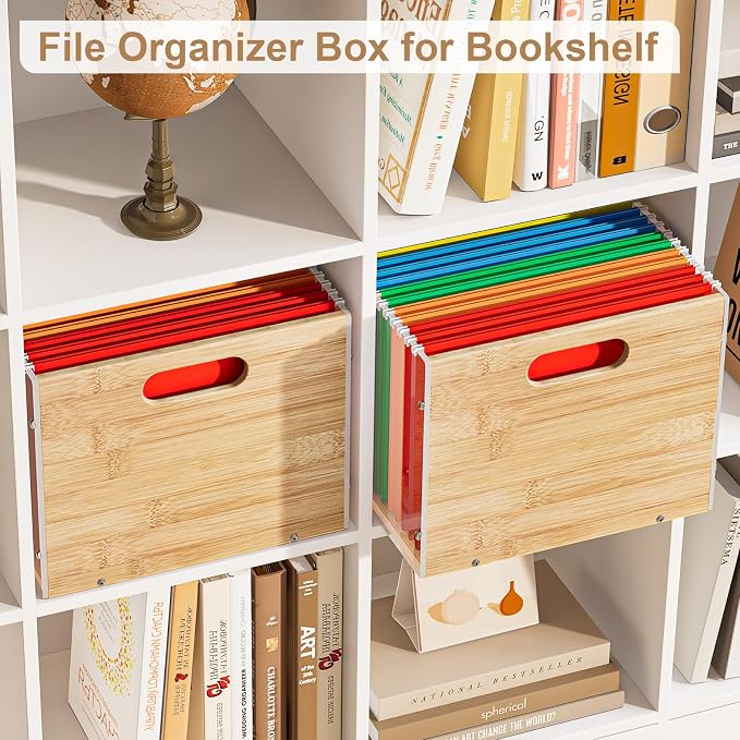Sbanmao 3 Pack Hanging File Organizer, Acrylic File Box Organizer, Bamboo File - Image 3