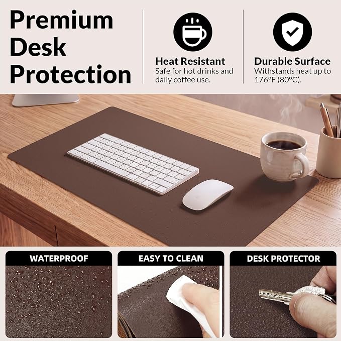 AFIING Leather Desk pad Protector, 35.4" x 17", Desk mat | Dual-Sided Cork & PU - Image 4
