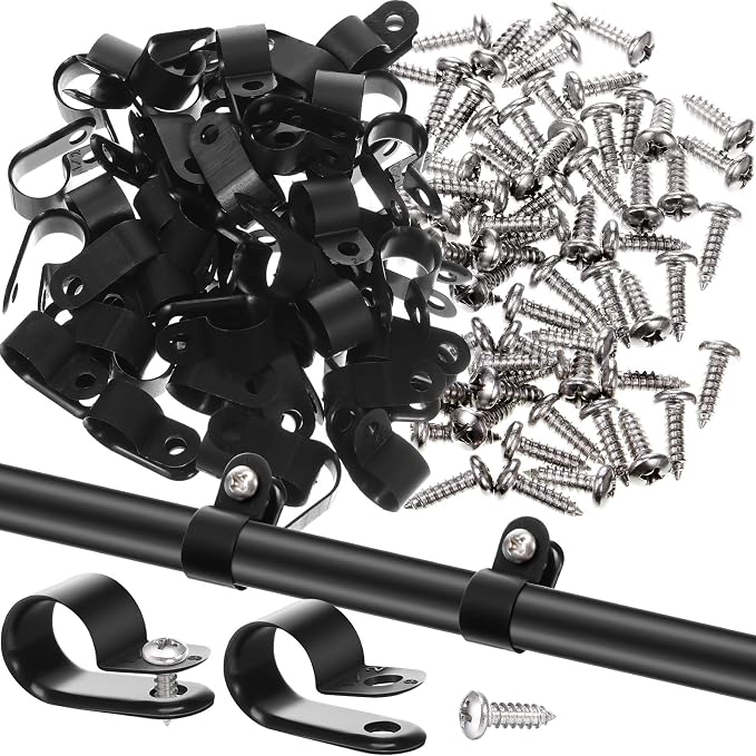 Hicarer 50 Pack R-Type Cable Clip Wire Clamp, Nylon Screw Mounting Cord by Hicarer
