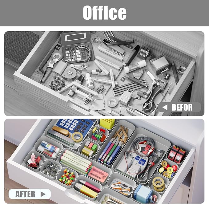 Drawer Organizers Bins 18 PCS for Bathroom Makeup Desk Office | - Image 6