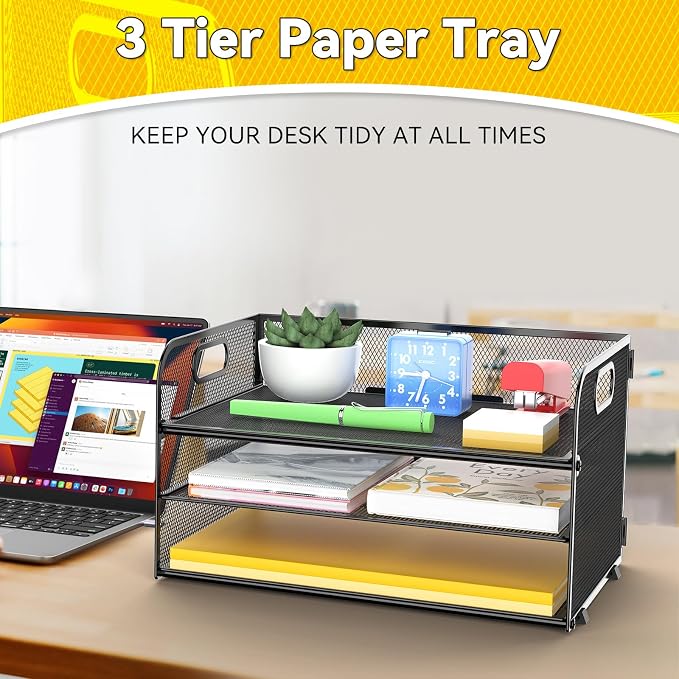 MINDEPOT 3-Tier Paper Letter Organizer Tray - Image 5
