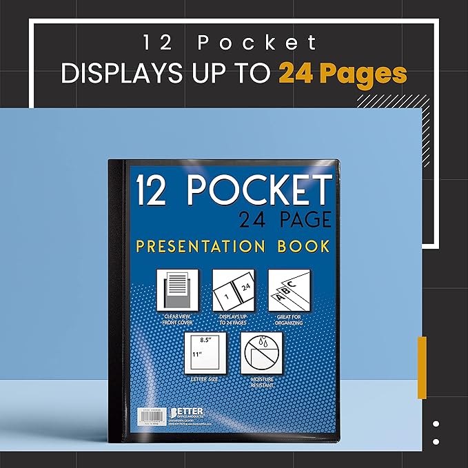 Better Office Products 12 Pocket Bound Presentation Book, 24 Sheet Protector - Image 5