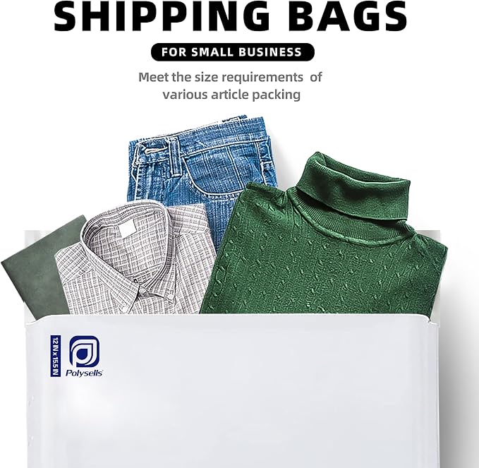 POLYSELLS 500 pcs 12x15.5 Inches White x Silver Poly Mailers Shipping Envelopes - Image 3