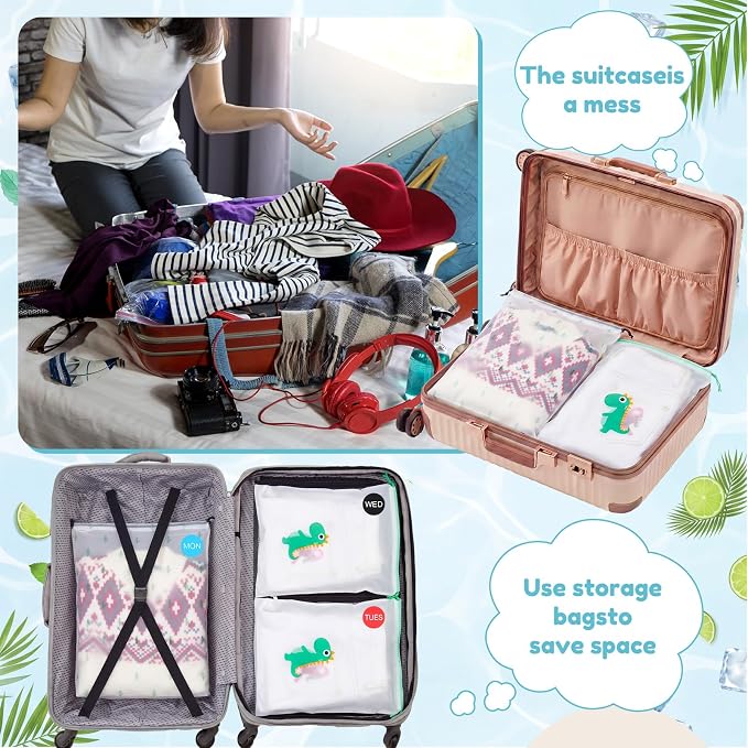 Woanger 8 Pcs Packing Cubes for Travel, Days of The Week Suitcase Organizers - Image 4