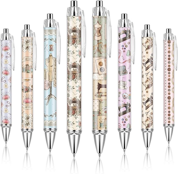 Ireer 8 Pcs Ballpoint Pens for Women 1.00 mm Cute Black Ink Pens Fine Point by Ireer
