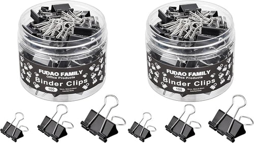 100pcs Binder Clips Assorted Sizes, Mini 3 Sizes by FUDAOFAMILY