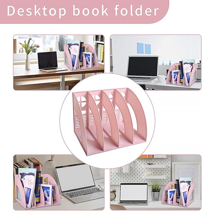 SAYEEC Sturdy Magazine Holder 4 Compartments Plastic Desktop File Organizer - Image 4