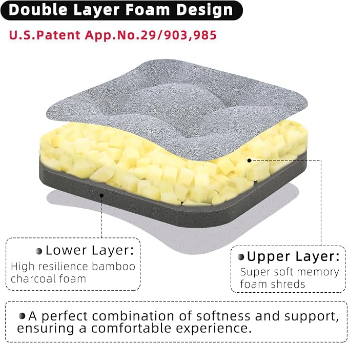 GOFORIT Chair Cushions Set of 4, Tufted Shredded Memory Foam Chair Pads - Image 2