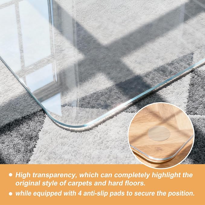 Azadx Tempered Glass Chair Mat for Carpet 45" x 53" Heavy Duty Office Chair Mat - Image 7