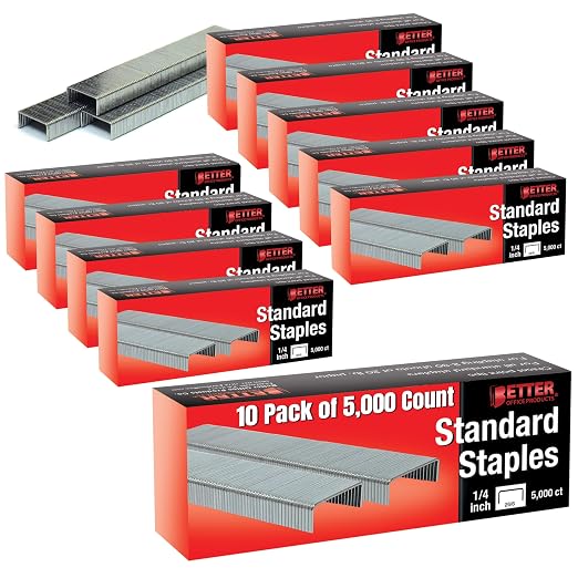 Better Office Products 50, 000 Staples, 10 Pack of 5, Chisel Point Tips by BetterOfficeProducts
