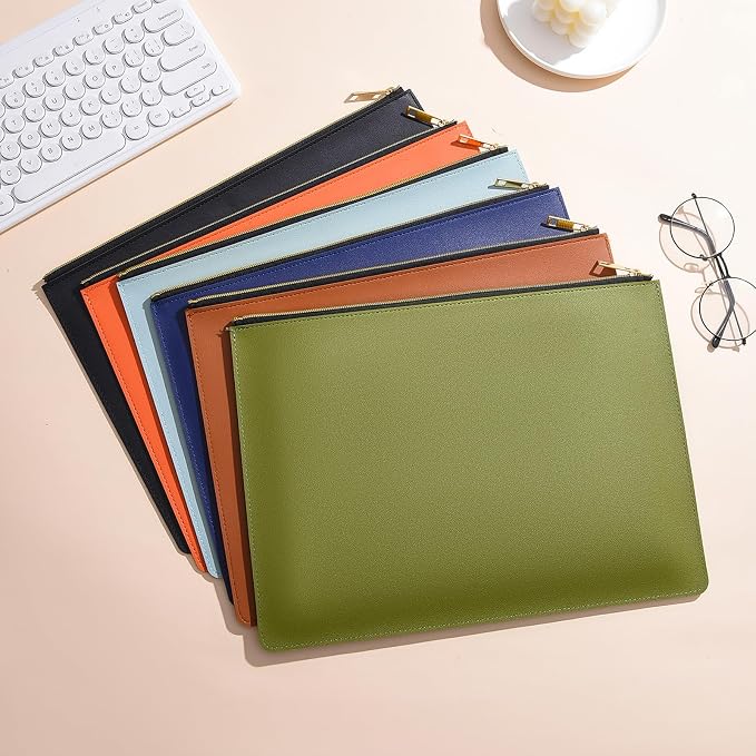 PU Leather A4 File Folder Zipper Document Holder Envelope Folder Case - Image 9
