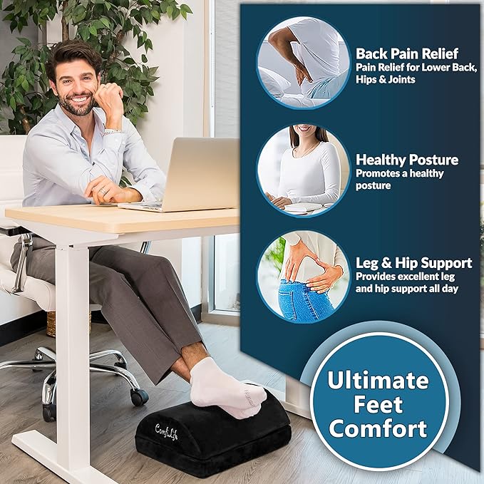 ComfiLife Foot Rest for Under Desk at Work – Adjustable Height Memory Foam Foot - Image 3