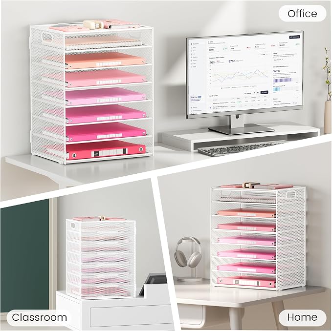 Lavatino 2 Pack 8-Tier Office Desk File Organizer, Letter Tray Paper Organizer - Image 5