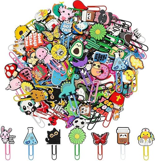 100 PCS Random Paper Clips Metal Paperclip Large Size Paper Clip Cute Bookmark by Pabucle
