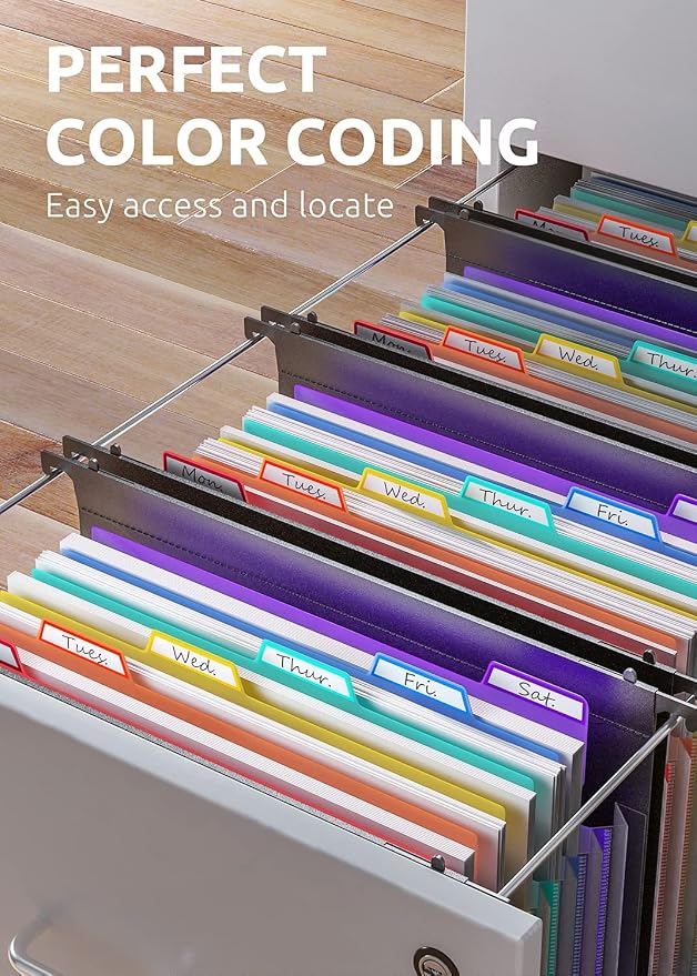 ThinkTex Plastic Expanding Hanging File Folders, 7 Innovative 1.2" Accordion - Image 5