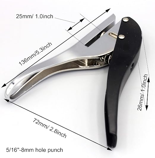Metal Silver Hand-held 5/16 inch 8mm Round Heavy Duty Single Circle Hole Punch - Image 3