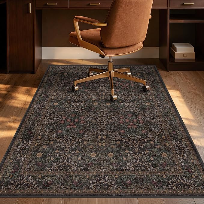 Taupe Brown Office Chair Mat for Hard Wood & Tile Floors, 48x60 Non-Slip Low by JTJ