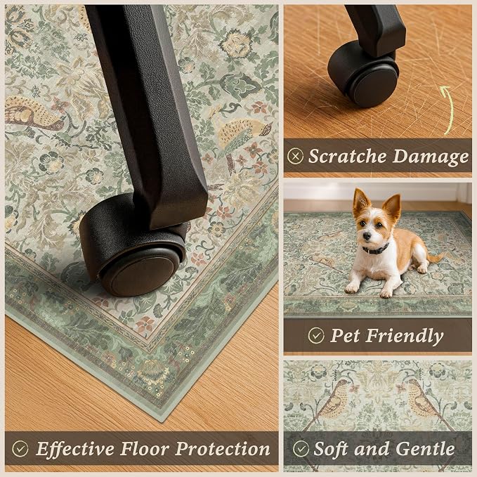Sage Green 3x4 Office Chair Mat - Image 4