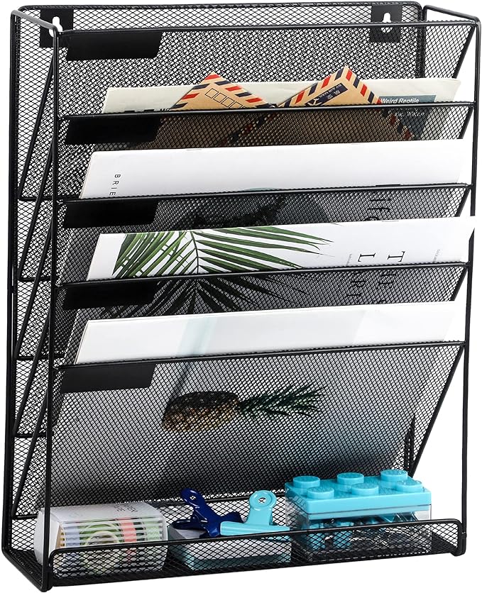 EASEPRES Desk File Organizer Mesh 6-Tier, Hanging Wall Mount Document by EASEPRES