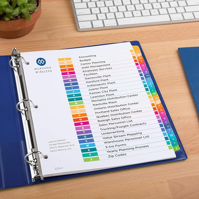Avery A-Z Dividers for 3 Ring Binders, 26 Tabs per Set, Customizable Table of - Image 7