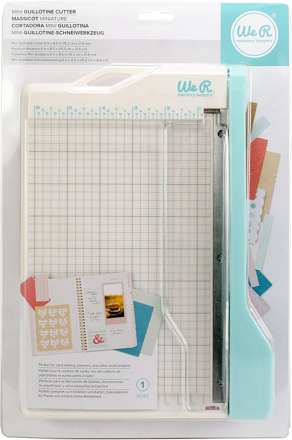 We R Memory Keepers Mini Guillotine Paper Trimmer – Blue, Compact Paper Cutter by WeRMemoryKeepers