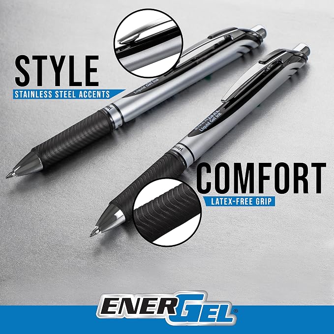 Pentel EnerGel RTX Retractable Liquid Gel Pen, Medium Line, Metal Tip, Violet - Image 4