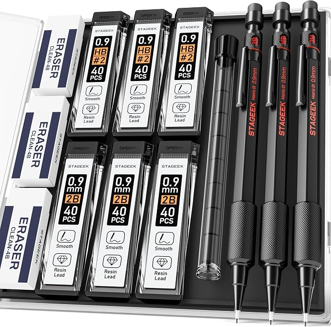STAGEEK 0.9mm Mechanical Pencil Set, Weatherproof Artist Pencils by STAGEEK