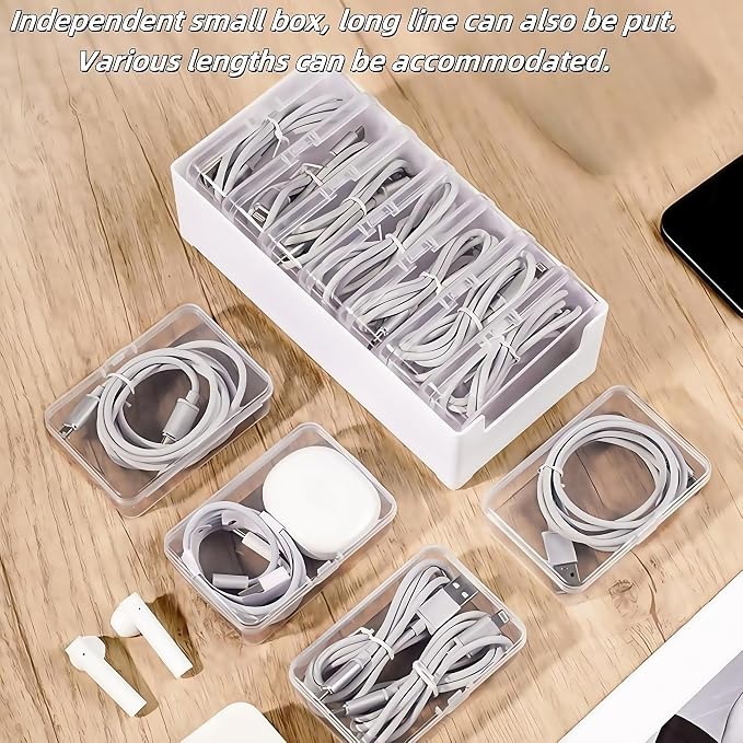 2 Pcs 11 Box Cable Organizer Storage Box, Desktop Cable Management - Image 7
