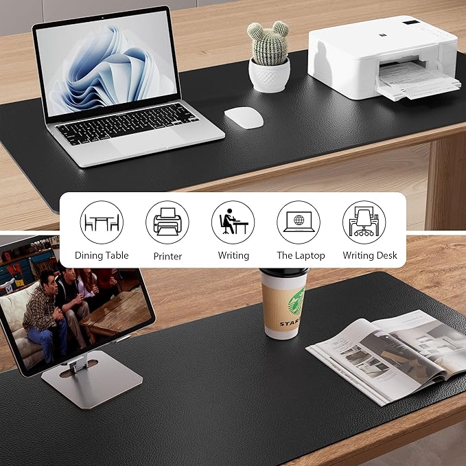 Aothia Leather Office Desk Pad Protector, Non-Slip PU Leather Desk Blotter - Image 5