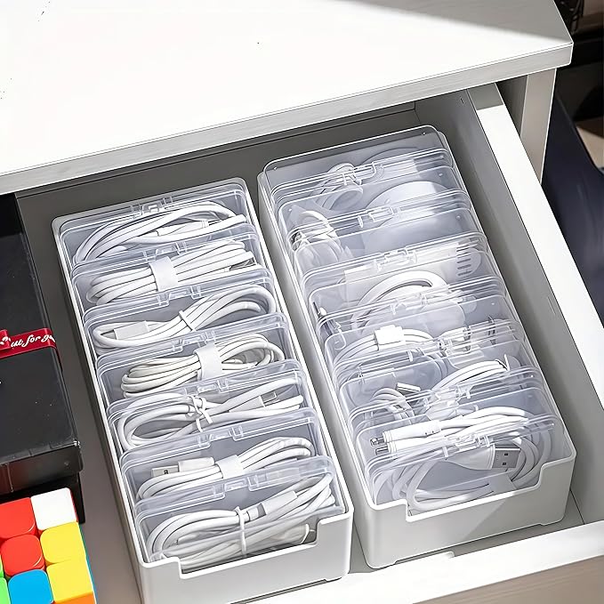 11 Box Cable Organizer Storage Box, Desktop Cable Management - Image 5