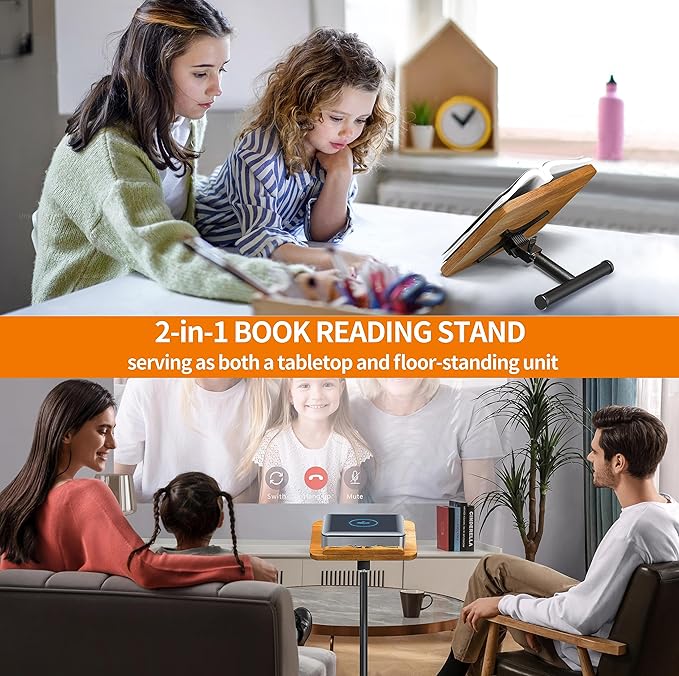 NAMON 2-in-1 Dual-use Floor & Desktop Book Stand, 100% Solid Wood, Height - Image 2