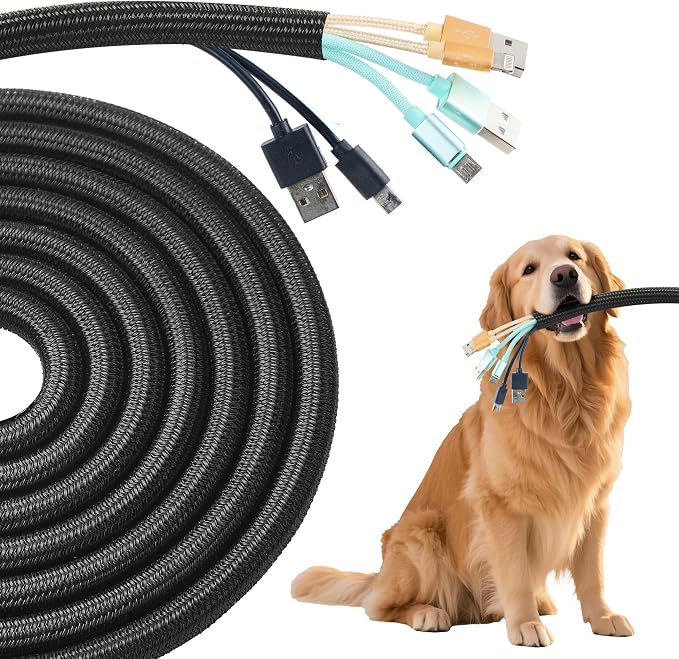 Split Wire Loom 3/8 Inch 50ft, Braided Cable Sleeve by QCSIW