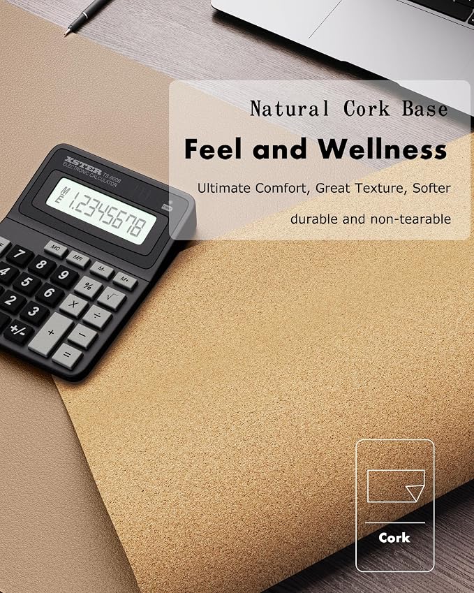 YSAGi Double-Sided Desk Pad, 35.4"x17"Leather Desk Mat, Eco Cork Desk Pad - Image 3