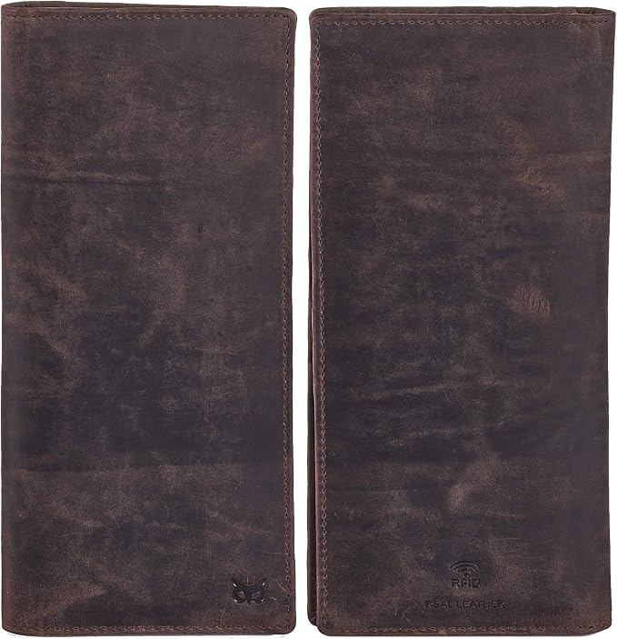 Long Wallet for Men Women Real Leather Bifold RFID Stylish Slim Handmade 2 ID - Image 5