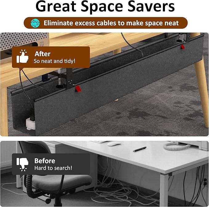 48" Gaming Under Desk Cable Management Tray, Large Anti-Sag Wire Hider - Image 6