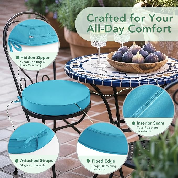 Summsun Outdoor Bistro Chair Cushions Set of 2 - Image 4