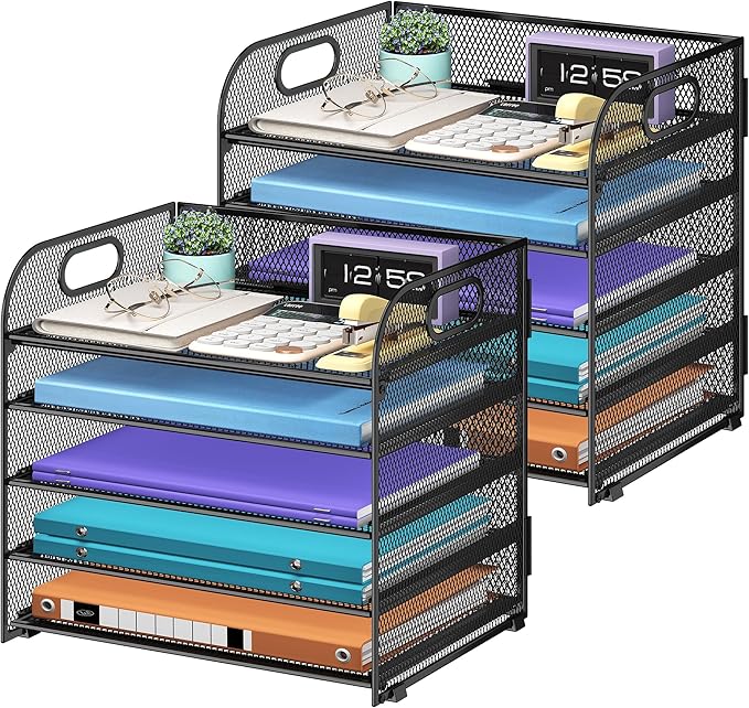 Cawukege 2 Pack 5 Tier Paper Organizer, Letter Tray by Cawukege