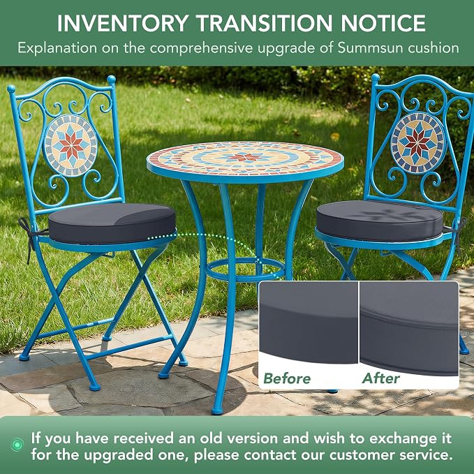 Summsun Outdoor Bistro Chair Cushions Set of 4, Dark Grey - Image 9