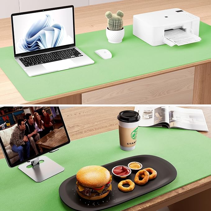 Aothia Double-Sided Desk Pad, 37.8"x17" Leather Desk Mat, Eco Cork Desk Pad - Image 6
