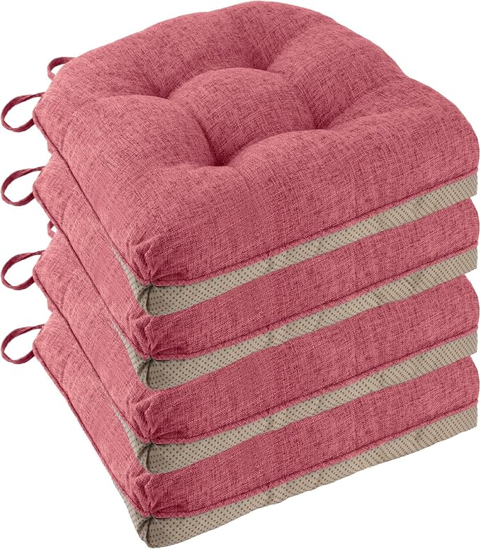 Non Slip Chair Cushions for Dining Chairs Set of 4 Kitchen Chair Cushions by FlyGulls