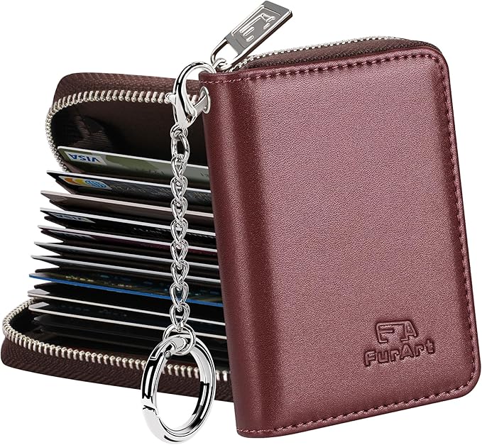 FurArt Zipper Wallet Women, RFID Blocking Credit Card Wallet, Business Card by FurArt