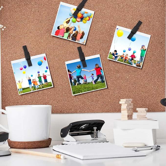 Black Push Pins, Spring-Loaded Wooden Clips | Damage-Free Cork Board Tacks - Image 6