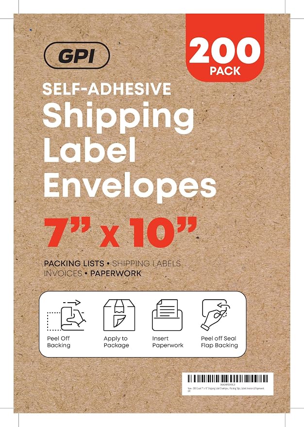 2000 Count 7" x 10" Shipping Label Envelopes, Top Loading - Image 2
