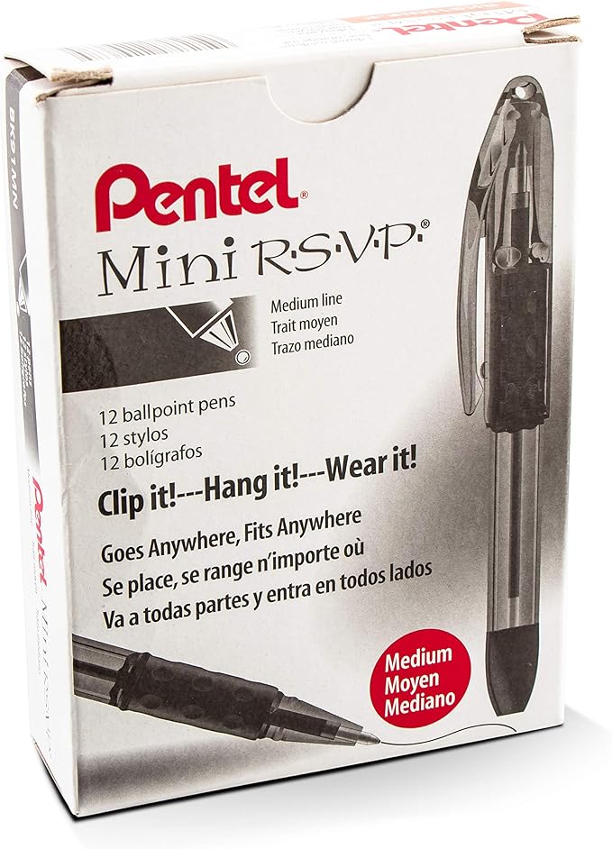 Pentel RSVP Mini Ballpoint Pen, Medium Line, 12 pack by PentelofAmerica