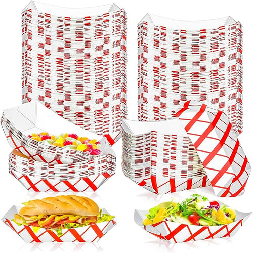 100 Pack 2Lb Paper Food Boat Trays Disposable Paper Boat Plate Containers by MotBach