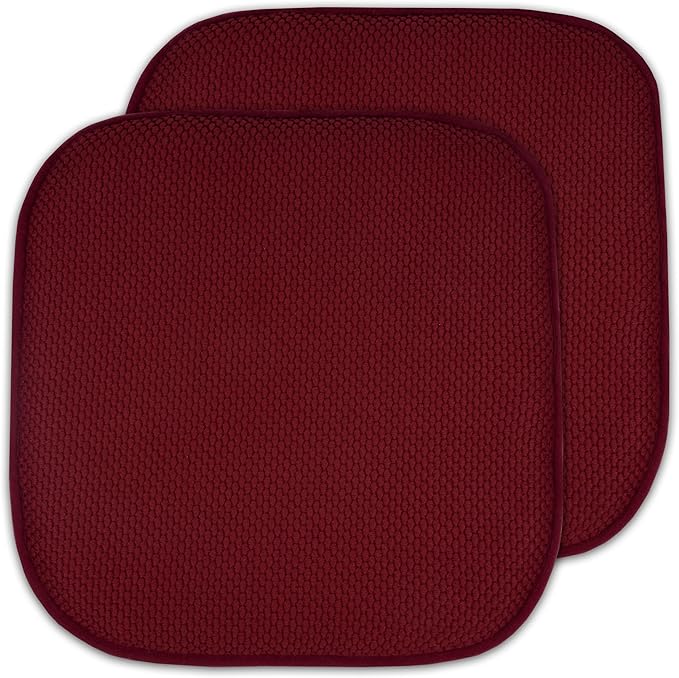 2 Pack Memory Foam Honeycomb Nonslip Back 16" x 16" Chair/Seat Cushion Pad by SweetHomeCollection