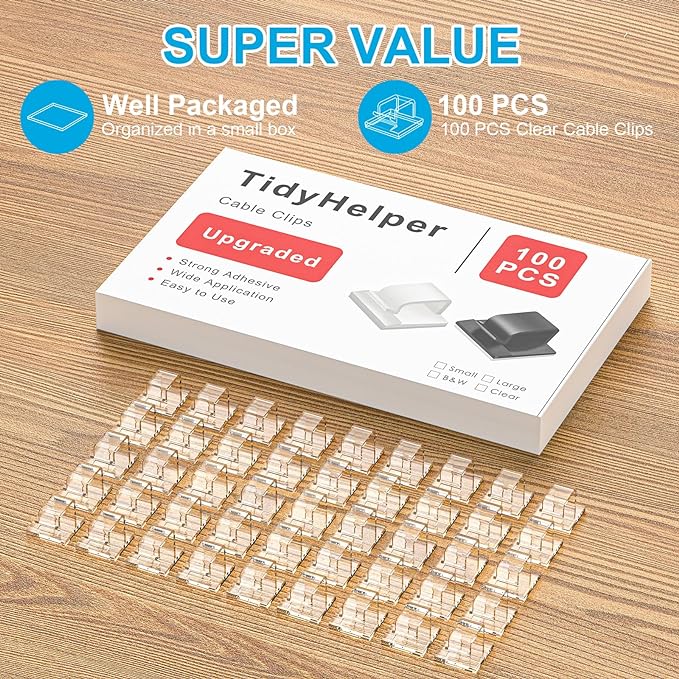 100 PCS Cable Clips, Upgraded Adhesive Wire Clips - Image 2
