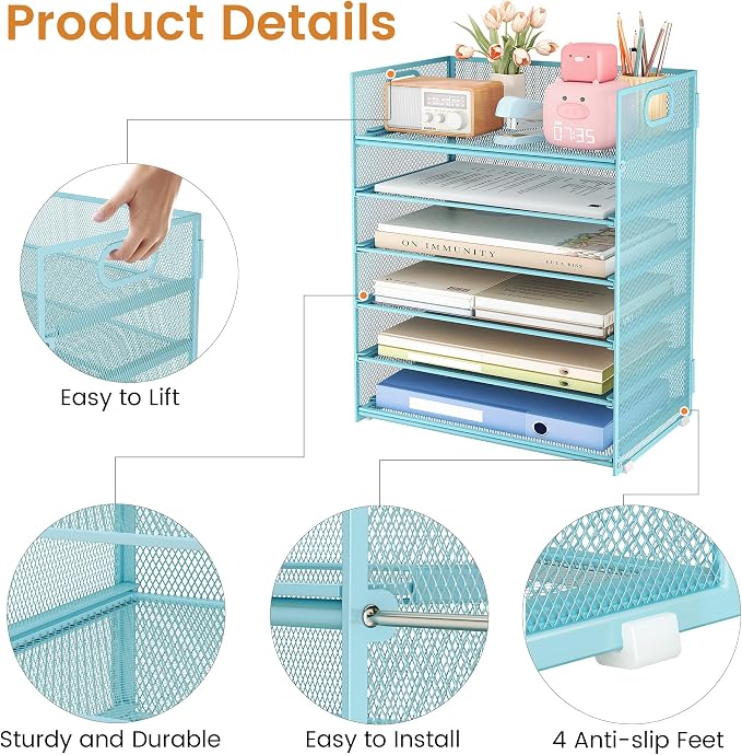 Subekyu 6 Tier Office File Paper Desk Tray Organizer - Image 5