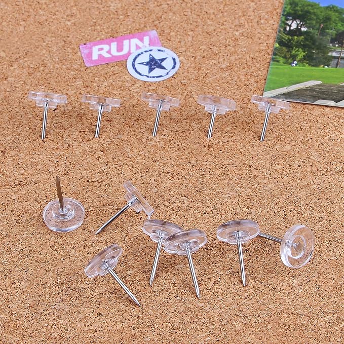 Push Pins 200-count Flat Clear Thumb Tacks Steel Point and Plastic Head - Image 4